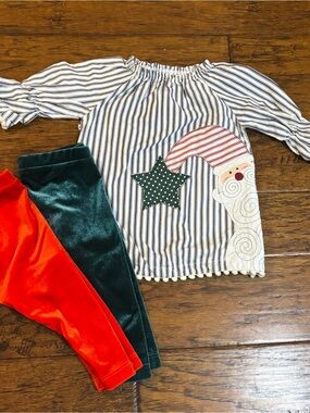 Mud Pie Cream and Navy Striped Baby Top